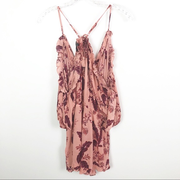 Topshop cold shoulder floral Romper pink medium - Picture 9 of 10